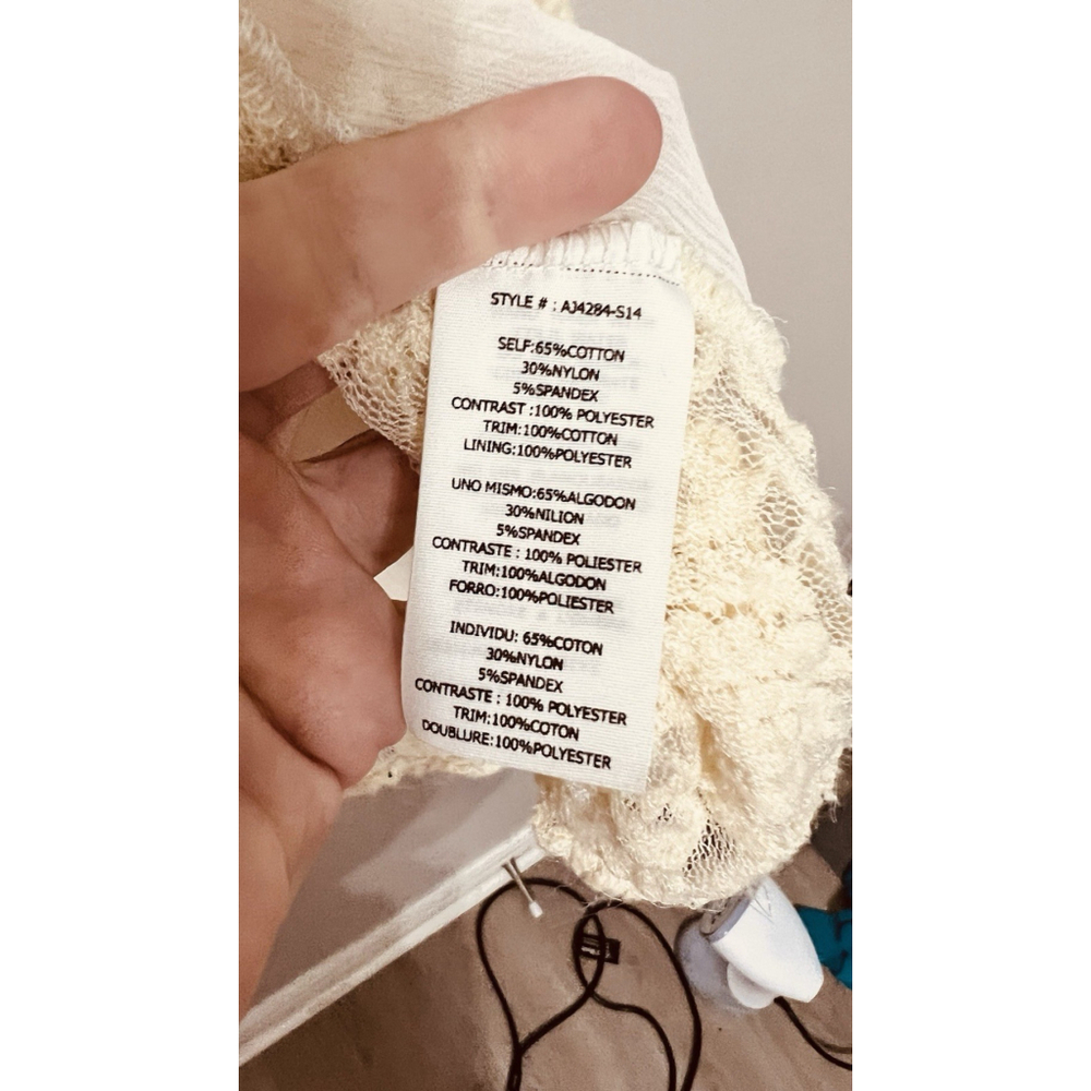 A'reve Cream L Sheer‎ Lace Crochet Trim Gauzy Fairy Whimsical Romantic Floral - Picture 7 of 16